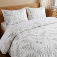 thumbnail image 4 of 100% Cotton Floral Duvet Cover Set Queen Size, Gray Branches Floral Bedding, 3 Pcs with Zipper Closure & Corner Ties, Soft Breathable Duvet Cover for All Seasons, 4 of 8