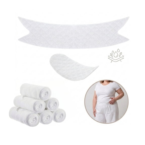 MODANU 6Pcs Cotton Tummy Liners for Sweat Rash Skin Folds Plus Size Women Sweating Supplies, White