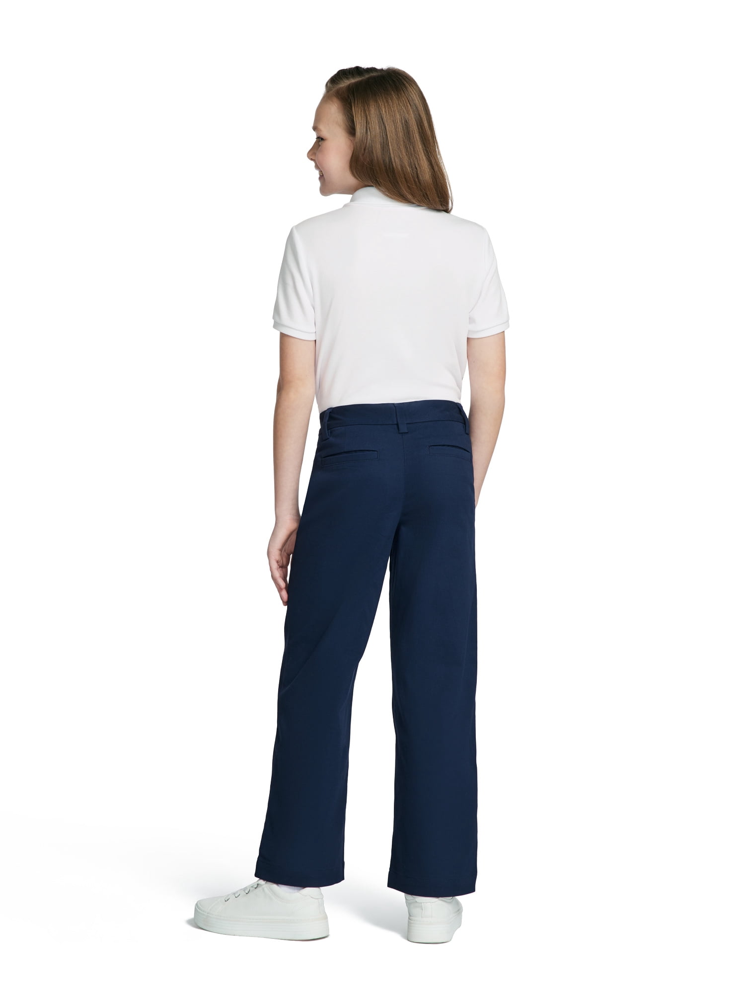 Wonder Nation Girls School Uniform Wide Leg Pants, Sizes 4-16