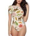 thumbnail image 1 of Balery Monkeys in the Jungle Body de cuello redondo de manga corta para mujer Tops de manga corta Tops básicos-Large, 1 of 7