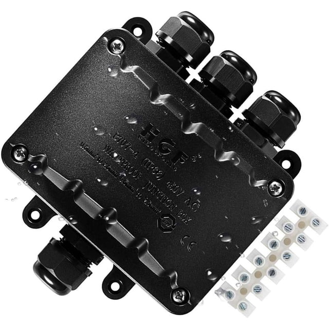 Dinheiro Caja de conexiones de 4 vías, Conector de cable impermeable IP66, Caja eléctrica impermeable para exteriores negra Cajas de terminales eléctricas para cable de 5-10 mm - DKSFJKL