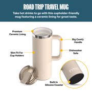 RTIC Road Trip 20 oz Ceramic Lined Leak-Resistant Lid Travel Mug, Beach