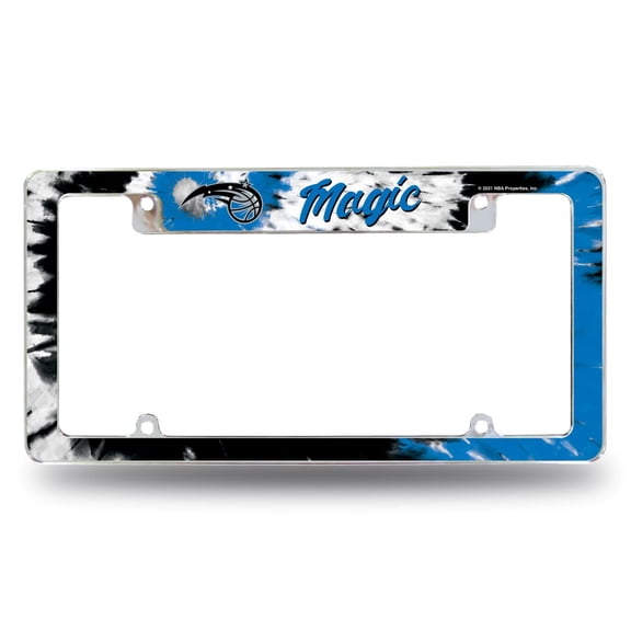 Orlando Basketball Magic Chrome Metal License Plate Frame with Bold Tie Dye Design