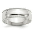 thumbnail image 3 of 925 Sterling Silver 7mm Half Round Milgrain Band Ring Size 13, 3 of 7