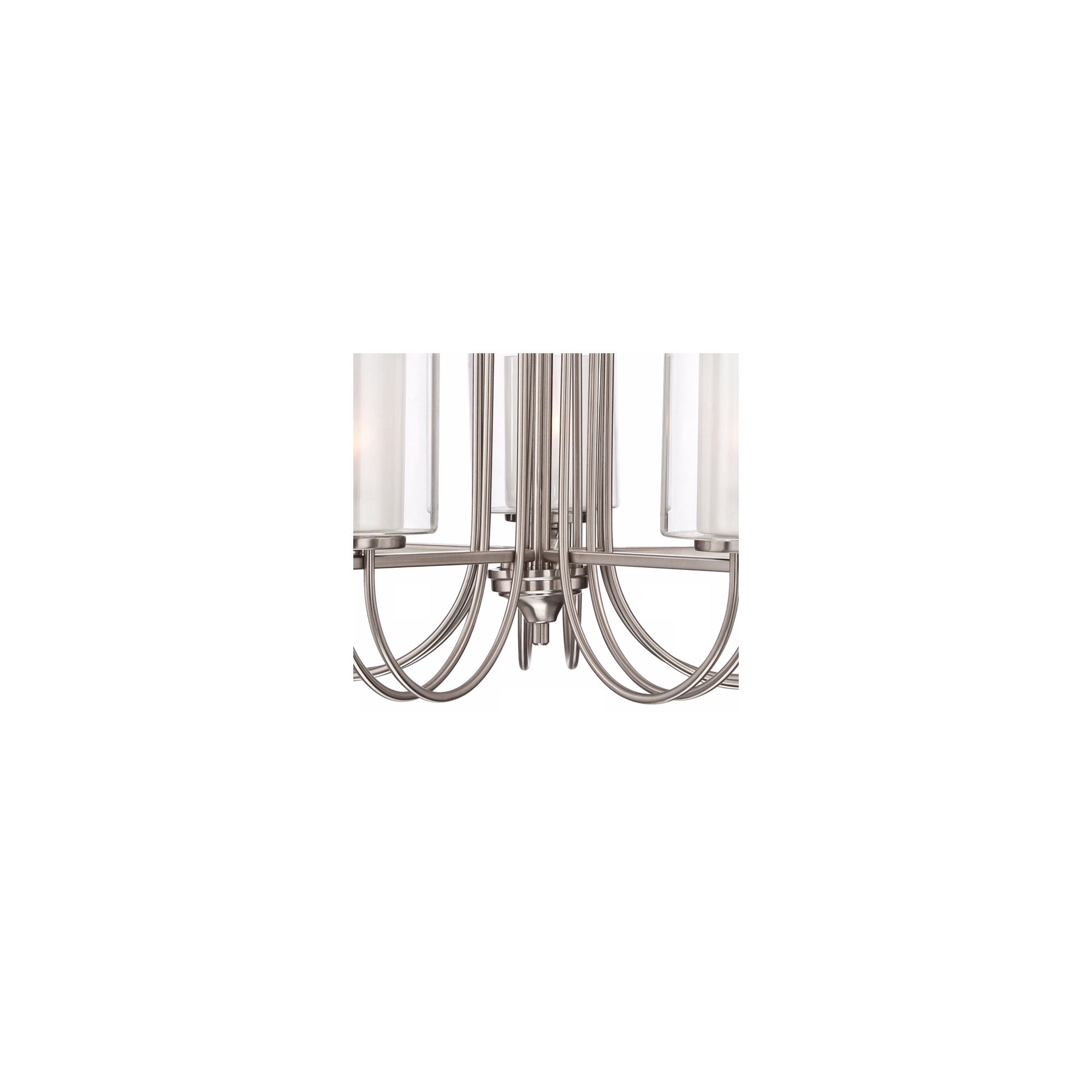 Possini Euro Design Melody Brushed Nickel Pendant Chandelier 26 3/4" Wide Modern Clear Outer Frosted Inner Glass 5-Light Fixture for Dining Room House