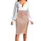 thumbnail image 1 of Gibobby faldas para mujer elegante de cintura alta con lentejuelas de Color sólido a la moda para mujer(Caqui, S), 1 of 5
