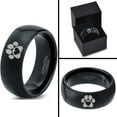 thumbnail image 4 of Tungsten Animal Paw Print Heart Band Ring 8mm Men Women Comfort Fit Black Dome Polished, 4 of 4