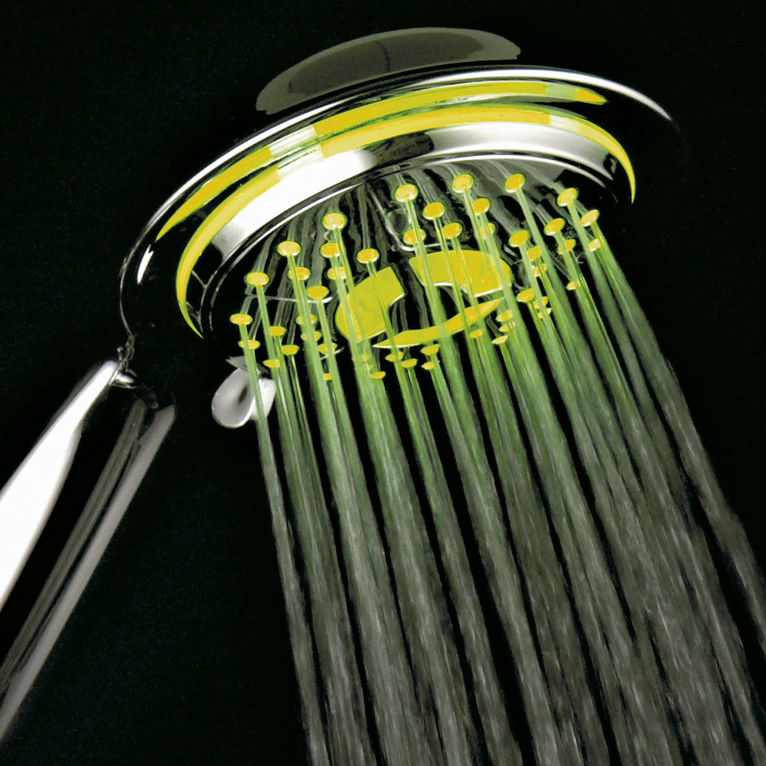 PowerSpa All-Chrome LED Handheld Shower with Air Jet LED Turbo Pressure-Boost Nozzle Technology