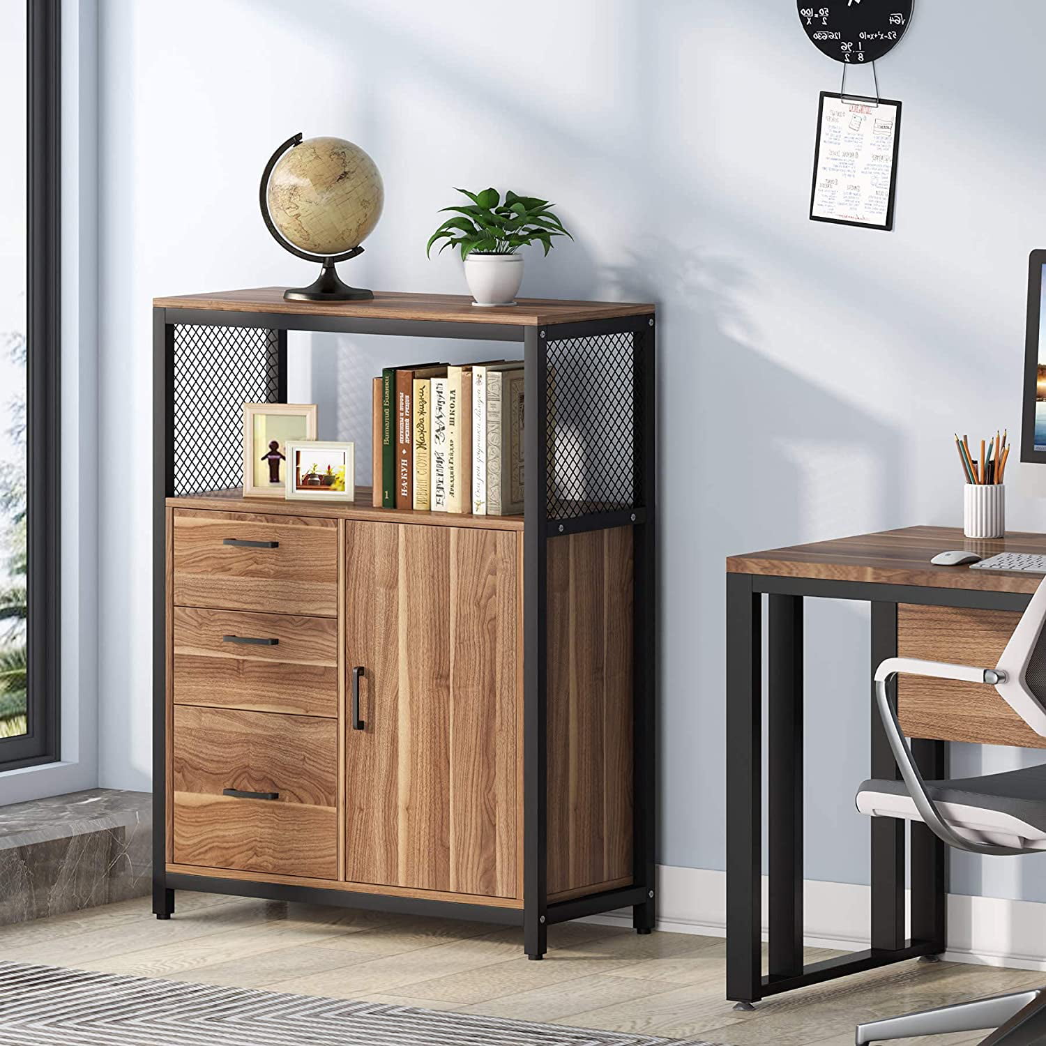 Details about   Modern 3-Drawer File Cabinet Wooden Home Office Supplies Storage Organizer Black 