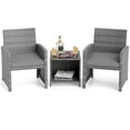 thumbnail image 2 of Costway 3 PCS Patio Furniture Set with Tempered Glass Coffee Table & Soft Seat Cushions Gray, 2 of 10