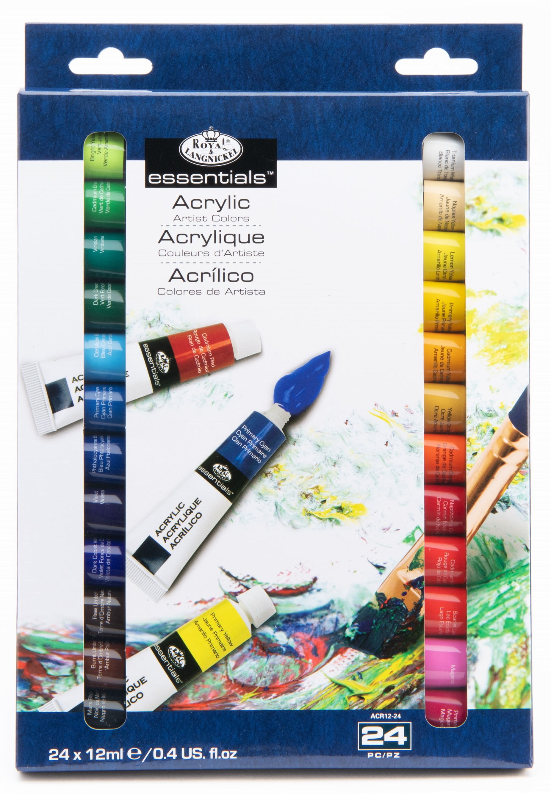 (3 pack) Royal & Langnickel Essentials 24pc Artist Acrylic Paint Set (12ml) | ACR12-24 |
