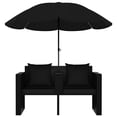 thumbnail image 3 of vidaXL Lit de Jardin avec Parasol en Rotin Poly Noir, 3 of 5