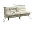 thumbnail image 2 of Convertible Sofa Bed 72″ Fabric Couch with Adjustable Backrest Loveseat Recliner Sleeper Living Room Furniture futon Set for Apartment Small Space, Beige, 2 of 18