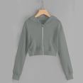 thumbnail image 5 of RFQWOVSR Girls Crop Zip Up Hoodie Soft Comfortable with Pocket Casual Jacket 13-14 Years, 5 of 6