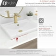 thumbnail image 4 of Stylish 20 ¼" White Porcelain Top Mount Rectangular Bathroom Sink with 2 Overflow Rings P-210H, 4 of 11