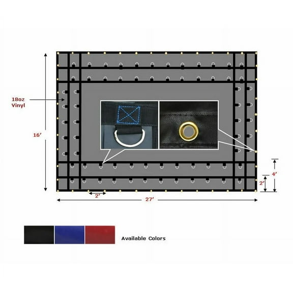 16' x 27' Flatbed Truck Tarps 18oz Steel Tarp - Black