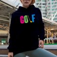 thumbnail image 2 of Distressed Golf Word with a Club, Golf Player, Golfing or Golfer Themed Merch Gift, Navy Blue Hooded Sweatshirt or Hoodie, 2XL, 2 of 5