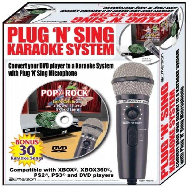 Plug N Sing Karaoke Microphone with Echo and 30 Pop Karaoke Songs on