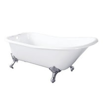67 in. Cast Iron Single Slipper Clawfoot Tub with 7 in. Faucet Drillings - Polished Chrome, White