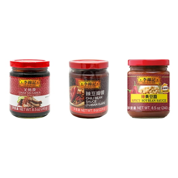 NineChef Brand Spoon Plus 3 Pack Lee Kum Kee Cooking Sauce, 3 Flavors(Char Siu Sauce,Chili Bean Sauce,Spicy Soybean Sauce)