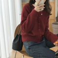 thumbnail image 5 of Suéter de cachemira para mujer, cárdigan de manga larga con botonadura única, elegante suéter Vintage de lana sólida, prendas de vestir de punto, otoño e invierno, X452, 5 of 5