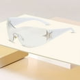 thumbnail image 3 of Mupvlun Rimless Y2K Sunglasses Star Wrap Around Glasses 2000S Accessories for Women Men Trendy Fashion Cool Shield Shades White1, 3 of 3