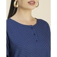 thumbnail image 5 of Moomaya Womens Printed Round Neck With Button Placket Long Summer Tunic Top, 5 of 8