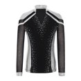 thumbnail image 3 of RUNQHUI Kids Boys Shiny Rhinestone Long Sleeve Figure Ice Skating Top Tees Performance Competition T-Shirts Silver 8, 3 of 5