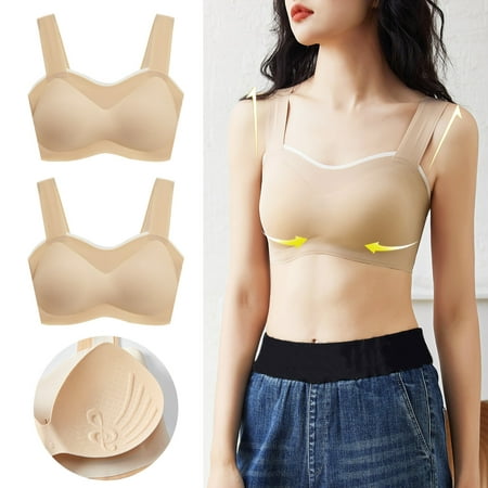 

MIARHB Young Ladies 2PCS Seamless Rimless Tank Style Bra Beauty Back Wrap Removable Chest Pad Daily Sport Underwear