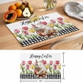 thumbnail image 6 of Happy Easter Placemats Set of 4 Watercolor Bunny Pink Yellow Tulip Floral Eggs Black Plaid Heat Insulation Washable Place Mats, Non-Slip Table Mats for Dining Table Party Kitchen,13x19 Inch, 6 of 9