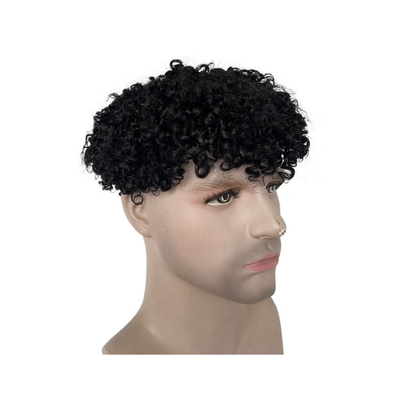 Curly Toupee for Men 8x10inch Full Lace Hairpiece #4 Brown Human Hair System