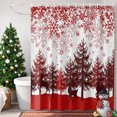 thumbnail image 3 of Small Stall Shower Curtain 48x72 Inch Narrow Half Size Red Christmas Bath Curtains Bathroom Decor, Xmas Pine Tree Elk Snowflake Holiday Waterproof Fabric Shower Curtain Set with Hooks 48 Inch, 3 of 8