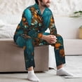 thumbnail image 7 of Fuzoiu Elegant Butterfly And Flowers Print Men's Long-Sleeved Pajama,Lounge Button Down Nightwear,Mens Notch Collar Pajama Set -Small, 7 of 7