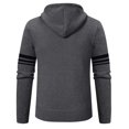 thumbnail image 5 of WTOBBY Men's Solid Color Knit Cardigan Jacket, Plush Fleece Lined Hooded Sweater, Warm Thickened Casual Zip Up Outerwear for Fall Winter Seasons,Dark Gray 2XL, 5 of 5