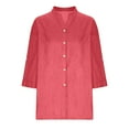 thumbnail image 5 of Breezora Womens Long Sleeve Linen Shirt Button Down Collared Blouse Relaxed Fit Breathable Comfortable Work Casual Wear L Size Watermelon Red, 5 of 8
