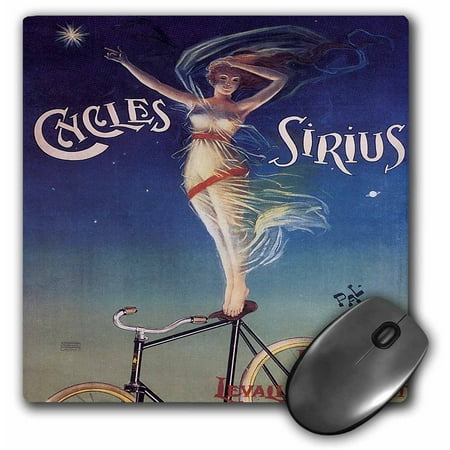 3dRose Cycles Sirius Woman Standing on a Bicycle Seat Advertising Poster, Mouse Pad, 8 by 8 inches