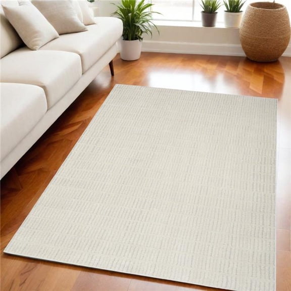 HomeRoots 550591 5 x 7 ft. Abstract Rectangle Area Rug, Ivory & Gray