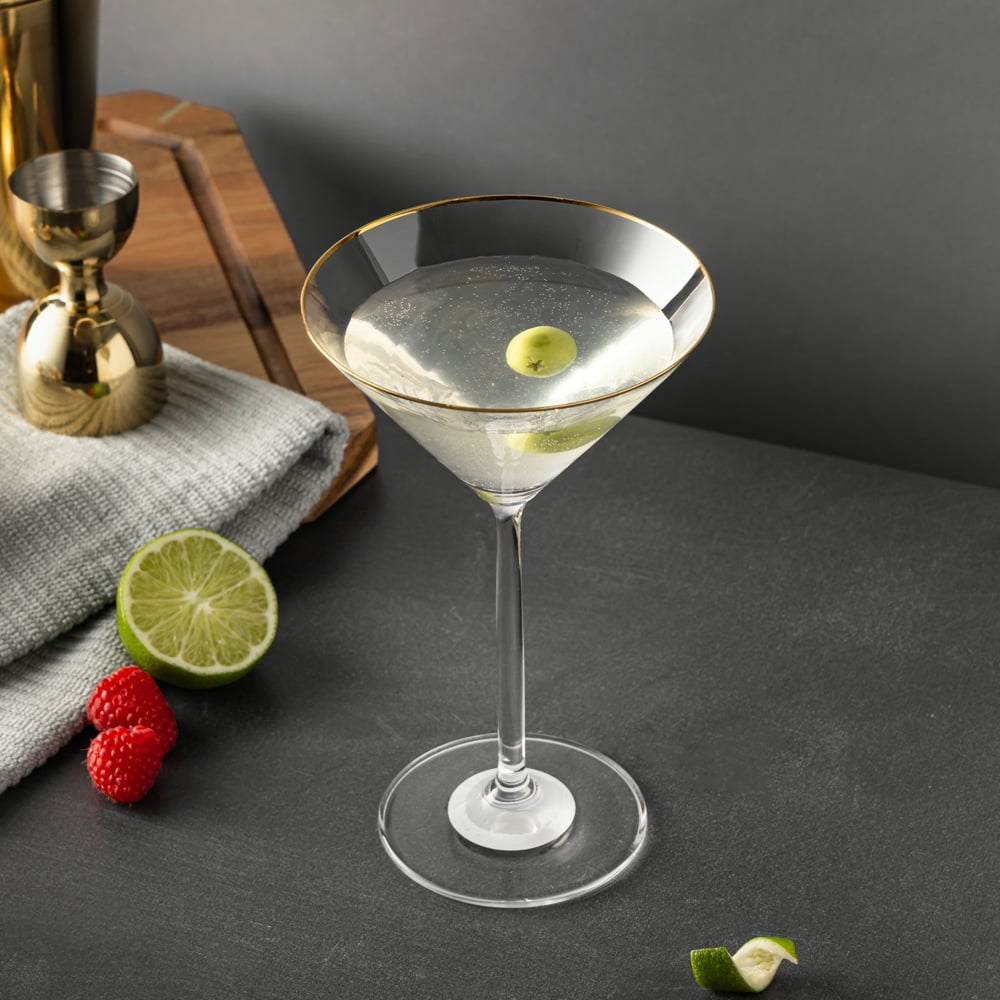 (2 pack) Thyme & Table 7 fl oz Martini Glass with Gold Rim