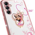 thumbnail image 2 of nancheng Kickstand Rose Slim Cell Phone Case with Phone Strap for Samsung Galaxy A14, Rose, 2 of 7