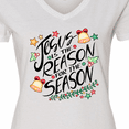 thumbnail image 4 of Inktastic Jesus is the Reason for the Season Christmas Bells and Stars Women's V-Neck T-Shirt, 4 of 5
