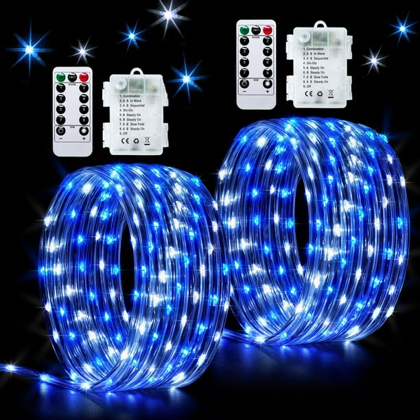 Luces tipo cuerda JMEXSUSS, funcionan con pilas, 20 m, 200 LED, 8 modos