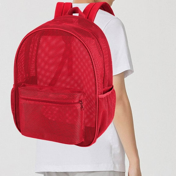 chaungfeng Mesh Backpack, Beach Tote Bag, Transparent Extra Large Backpack with Zipper Pocket, for Pool, Picnic, Travel, Camping