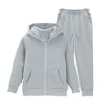 thumbnail image 4 of Boys Outfits Size 6 Winter Boys Sweatsuit Set - 2 Piece Solid Fleece Boys Zip up Hoodie and Athletic Jogger Sweatpants (Sizes: 5-18), 4 of 9