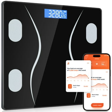 Onekawa Digital Body Weight Scale,Smart Bluetooth Bathroom Body Fat Scale,Body Composition Monitor Health Analyzer with Smartphone App,397 lbs,Black