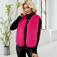 thumbnail image 5 of Stichou Women's Fuzzy Faux Fur Sleeveless Vest Teddy Coats Open Front Plush Waistcoat Outerwear Hot Pink XL, 5 of 5