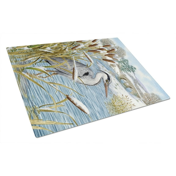 Caroline's Treasures Blue Heron Glass Cutting Board Large