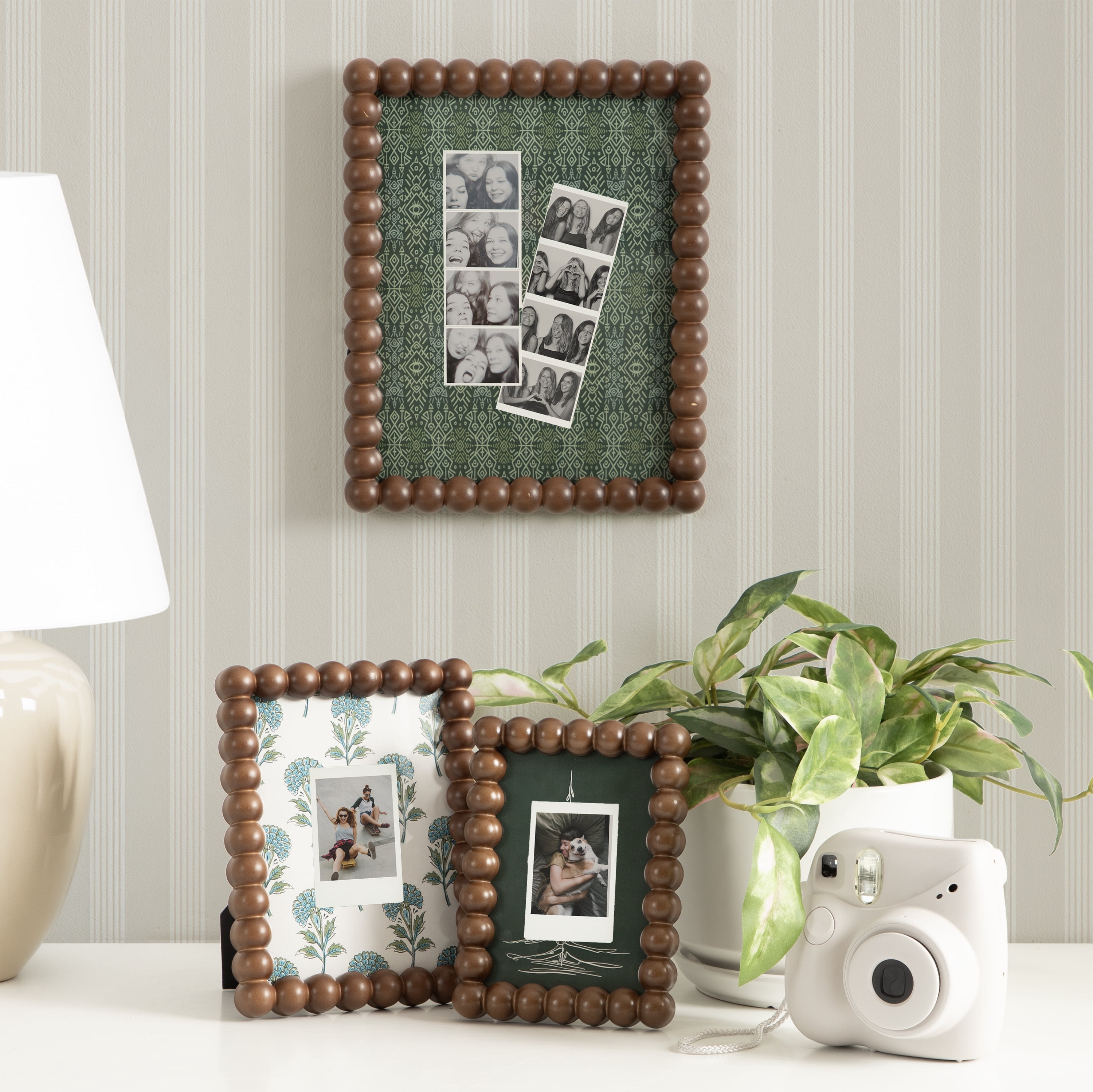 DesignOvation – 5x7 Picture Frame – Beaded Medium Walnut Tabletop Photo Frame