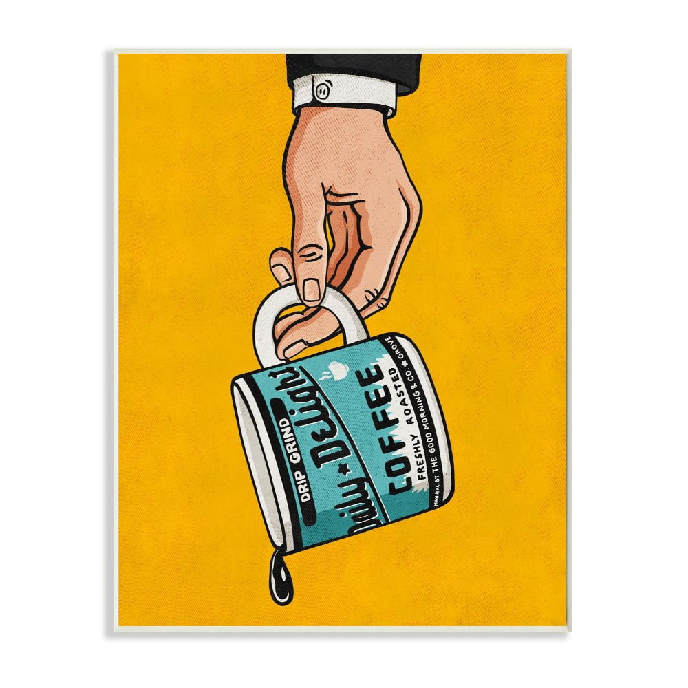 Stupell Industries Drip Coffee Cup Vintage Comic Book Yellow Blue Design Wall Plaque by Ester Kay