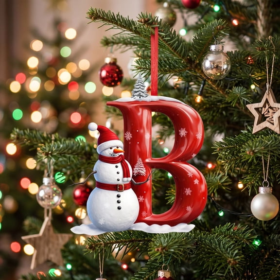 Letter B-shaped Christmas Acrylic Ornament, Christmas Tree Hanging Pendant Decoration, Monogram Xmas Stocking Tags for Holiday Party Favors, Christmas Tree DIY Craft Ornaments