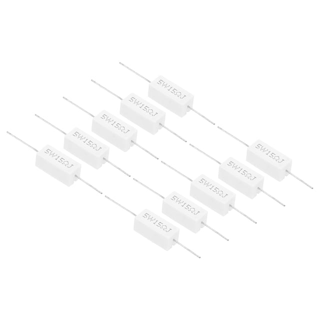 Unique Bargains Résistances de 15 Ohms, 10 Pcs Résistance Ciment Céramique 5W Kit de Résistance Ciment de Puissance Tolérance 5 % pour Adaptateurs d'Alimentation Audio